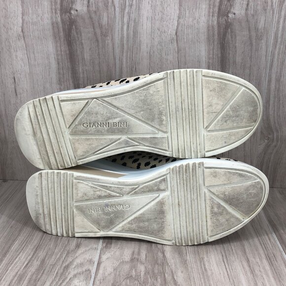 Gianni Bini Beige and Black Leopard Knit Slip-On Wedge Sneakers - Picture 9 of 11